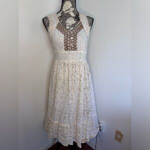 Me 2 Magic Bohemian Patchwork 100% Cotton dress in neutral tones- Size Small